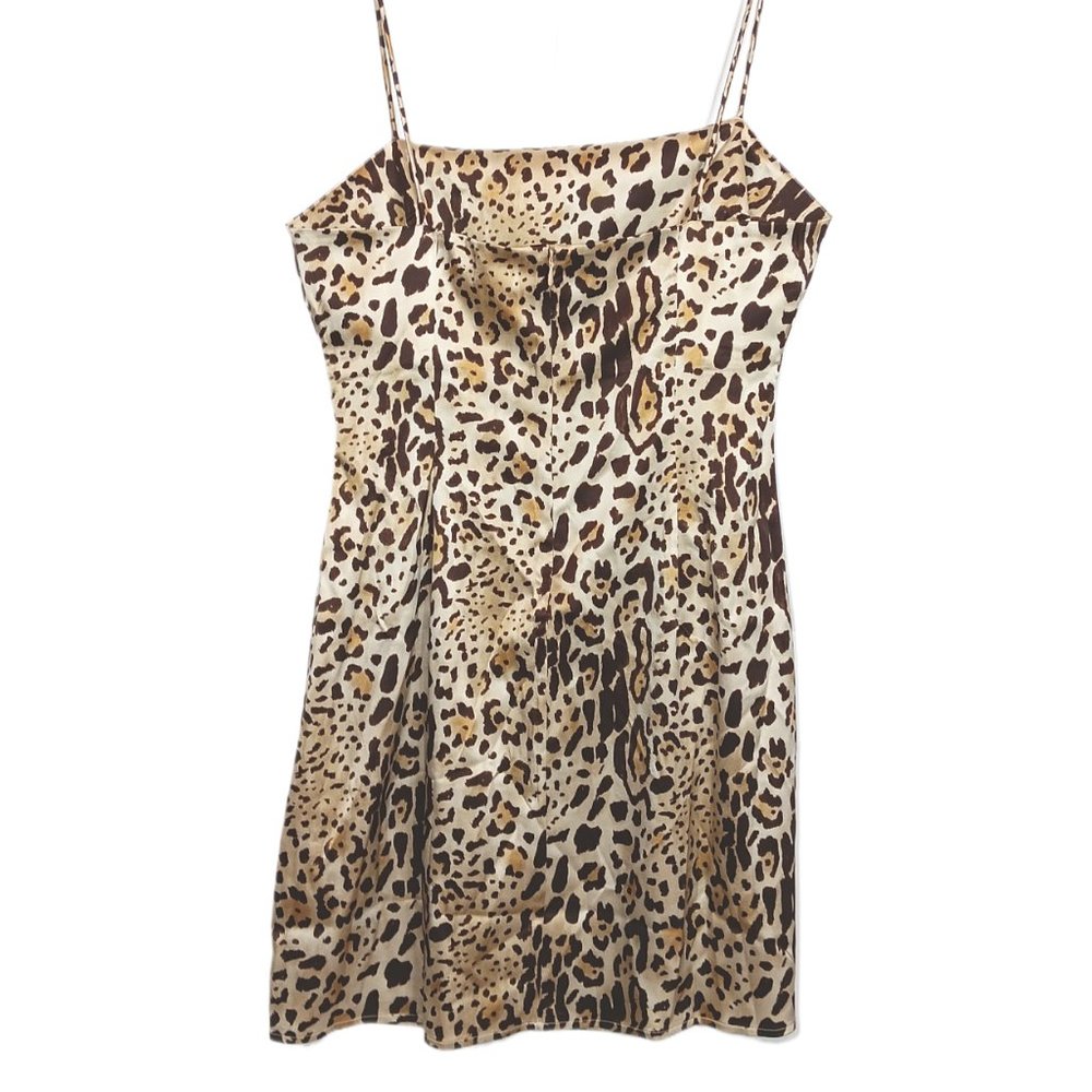 New Anine Bing Valentine Silk Mini Slip Dress Animal Print Size Large - Picture 4 of 6
